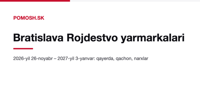 Bratislavada Rojdestvo yarmarkalari 2026